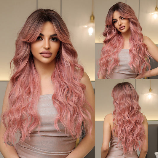 Wigs body wave wigs ombre pink Long Synthetic 26inch