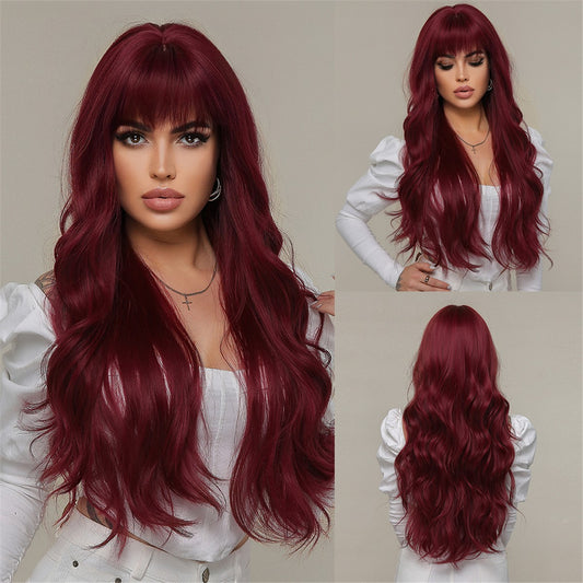 Wigs body wave wig with bangs Long Synthetic 28inch