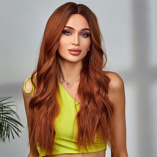 Wigs body wave wig Ginger Orange Long Synthetic 26inch