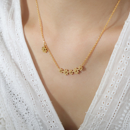 Mini Daisy Flower Beads Thin Chain Necklace