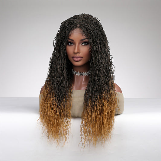 Wigs Lace Wig Braided Natural Ombre Black Long Synthetic 24inch