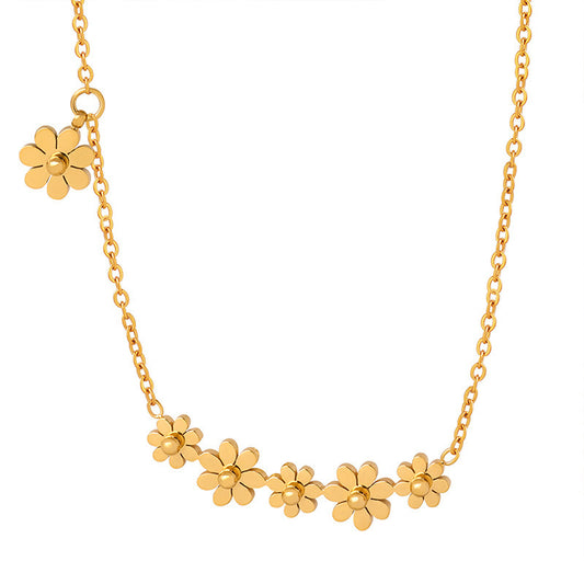 Mini Daisy Flower Beads Thin Chain Necklace