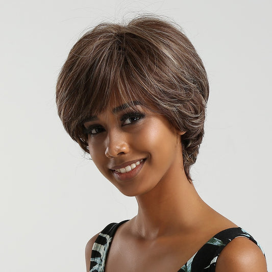 Wigs short style wig ombre brown Synthetic 8inch