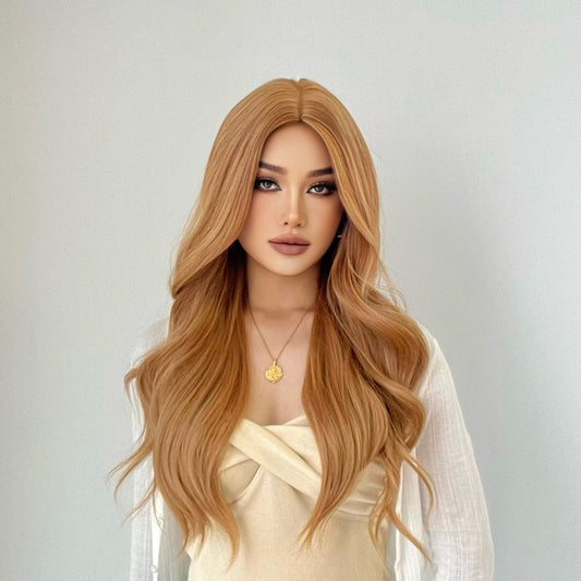 Wigs body wave wig Honey Blonde Long Synthetic 24inch