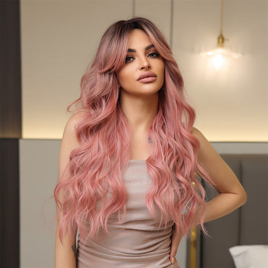 Wigs body wave wigs ombre pink Long Synthetic 26inch