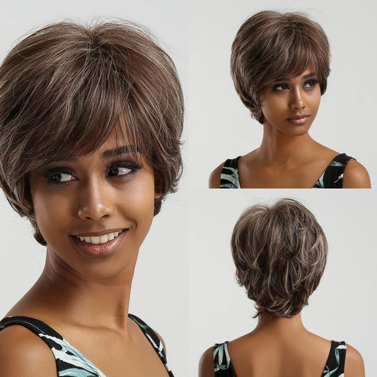 Wigs short style wig ombre brown Synthetic 8inch