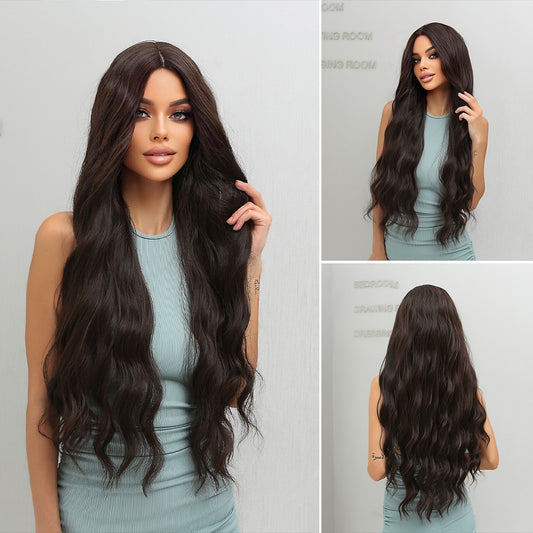 Wigs body wave wigs Brown Long Synthetic 30inch