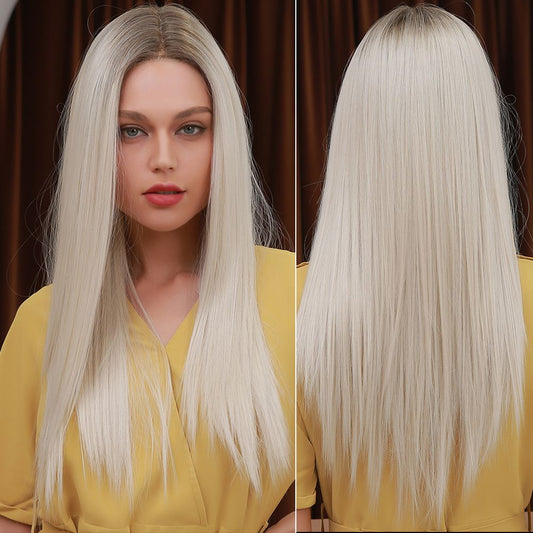 Wigs T Part Lace wig Long Straight Synthetic 22inch