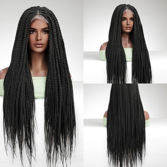 WIgs Lace Wig Braided Natural Black Long Synthetic 34inch