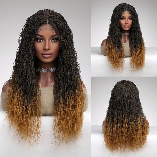 Wigs Lace Wig Braided Natural Ombre Black Long Synthetic 24inch