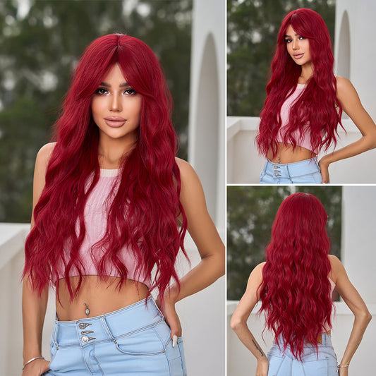 Wigs  body wave Burgundy Red Synthetic Long 28inch