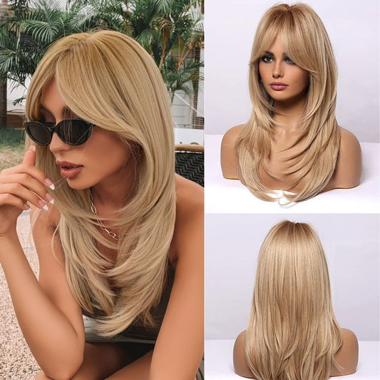 Wigs long straight wigs Blonde Synthetic 23inch