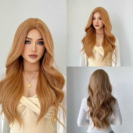 Wigs body wave wig Honey Blonde Long Synthetic 24inch