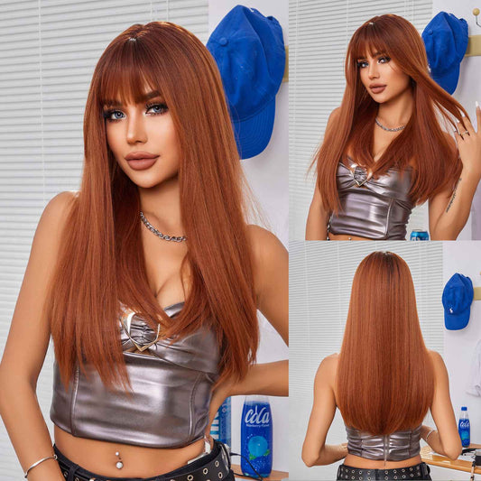 Wigs wear go wigs long straight orange Synthetic 24inch