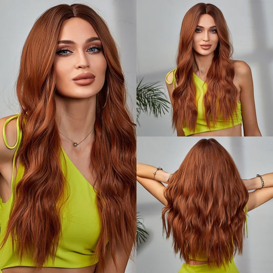 Wigs body wave wig Ginger Orange Long Synthetic 26inch